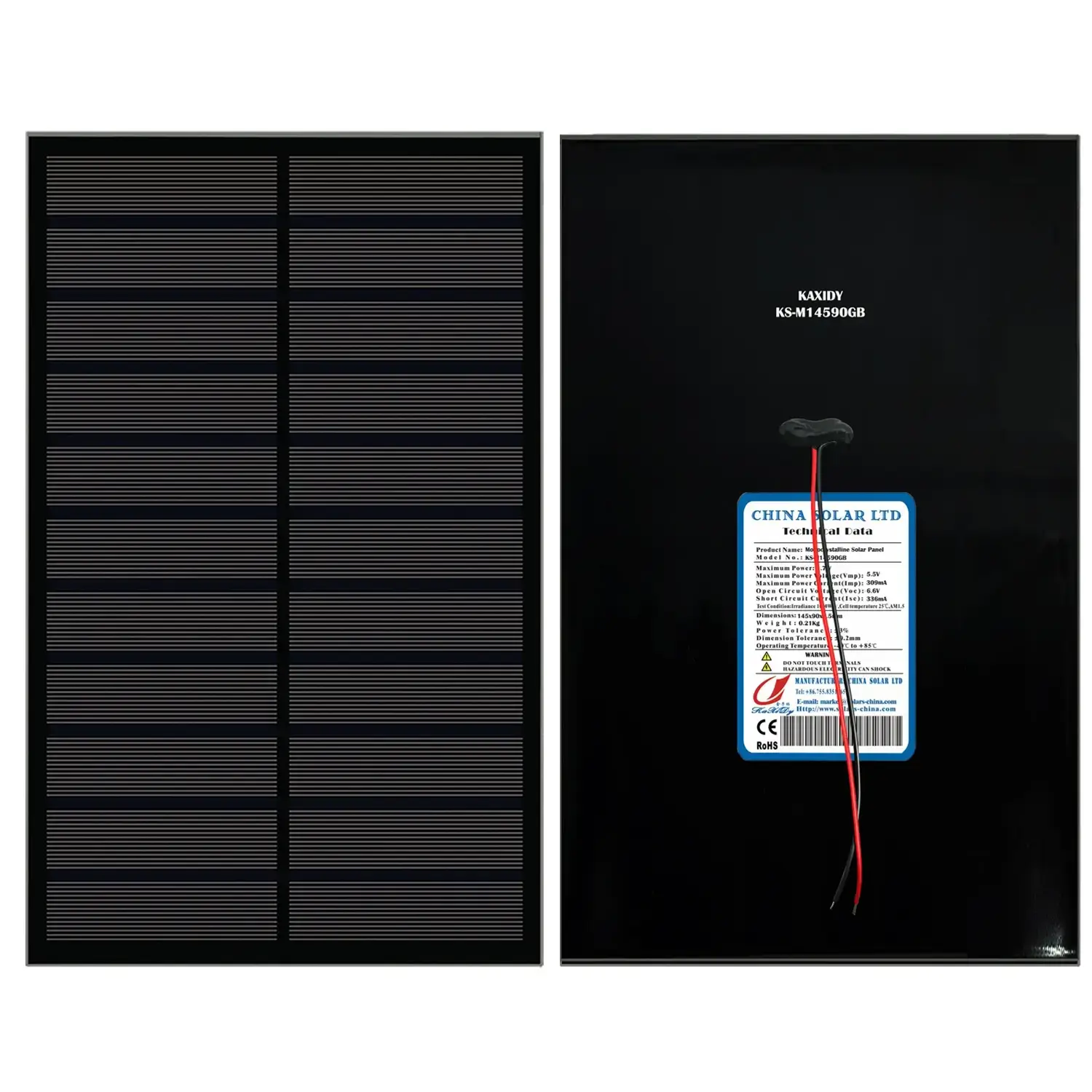 Zwart Glas Zonnepaneel 5,5V