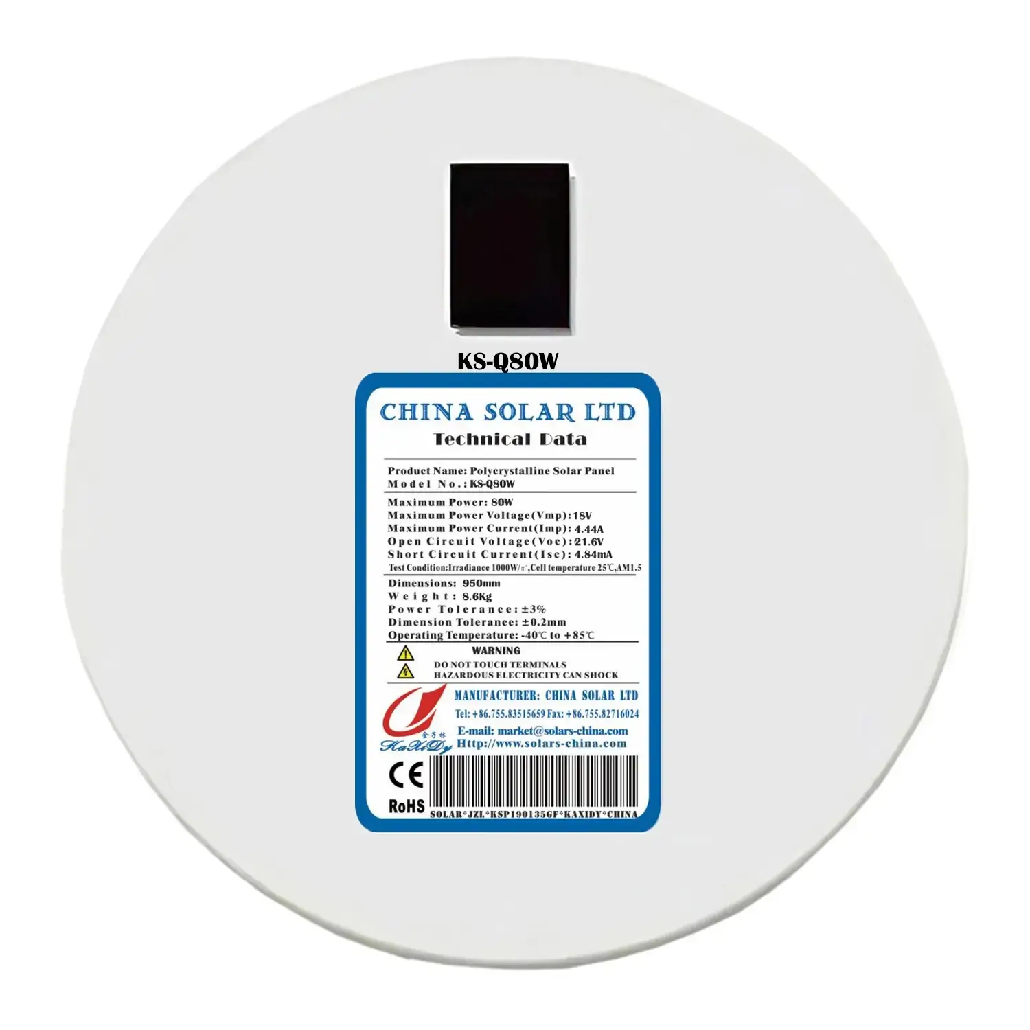 Rond Zonnepaneel 80W