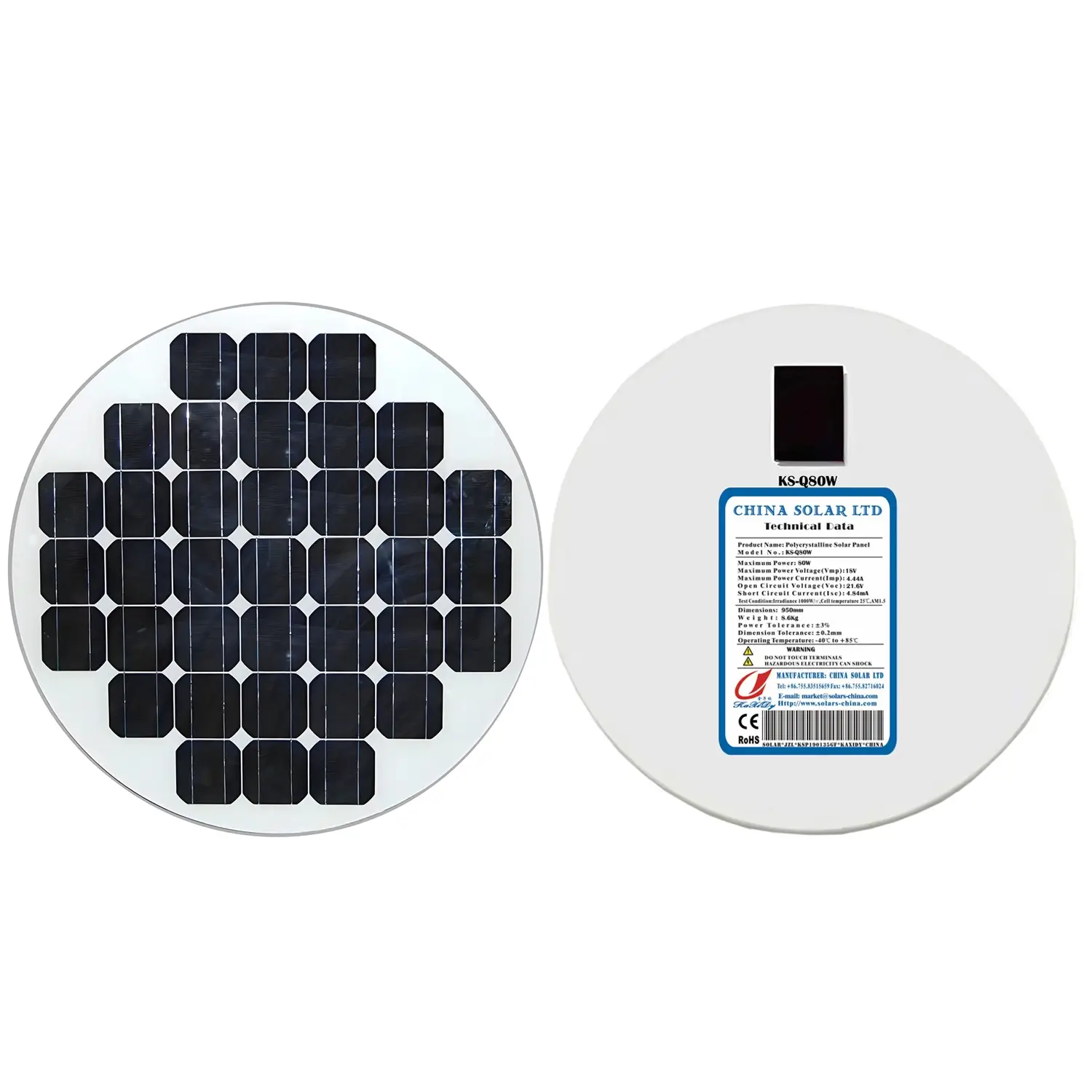 80W ronde zonnepanelen